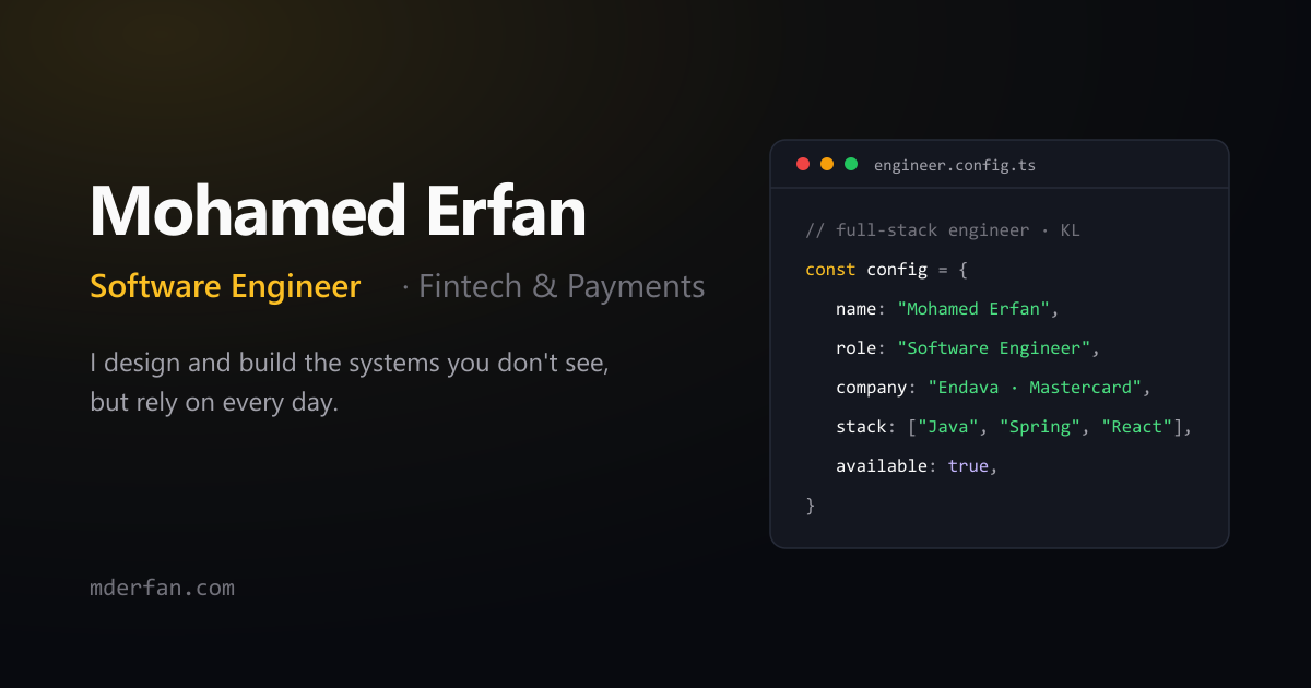 Mohamed Erfan — Backend Engineer | Fintech, Payments & Insurance ...